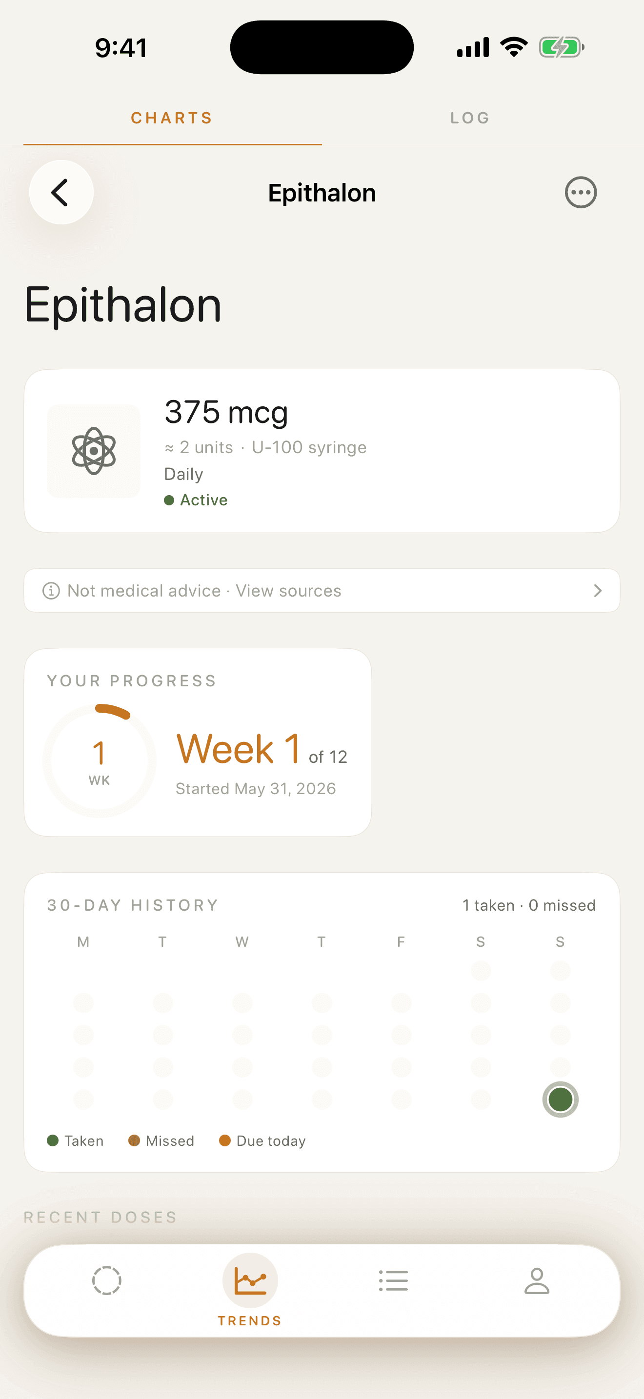 Syringe-unit dose math on the protocol detail screen
